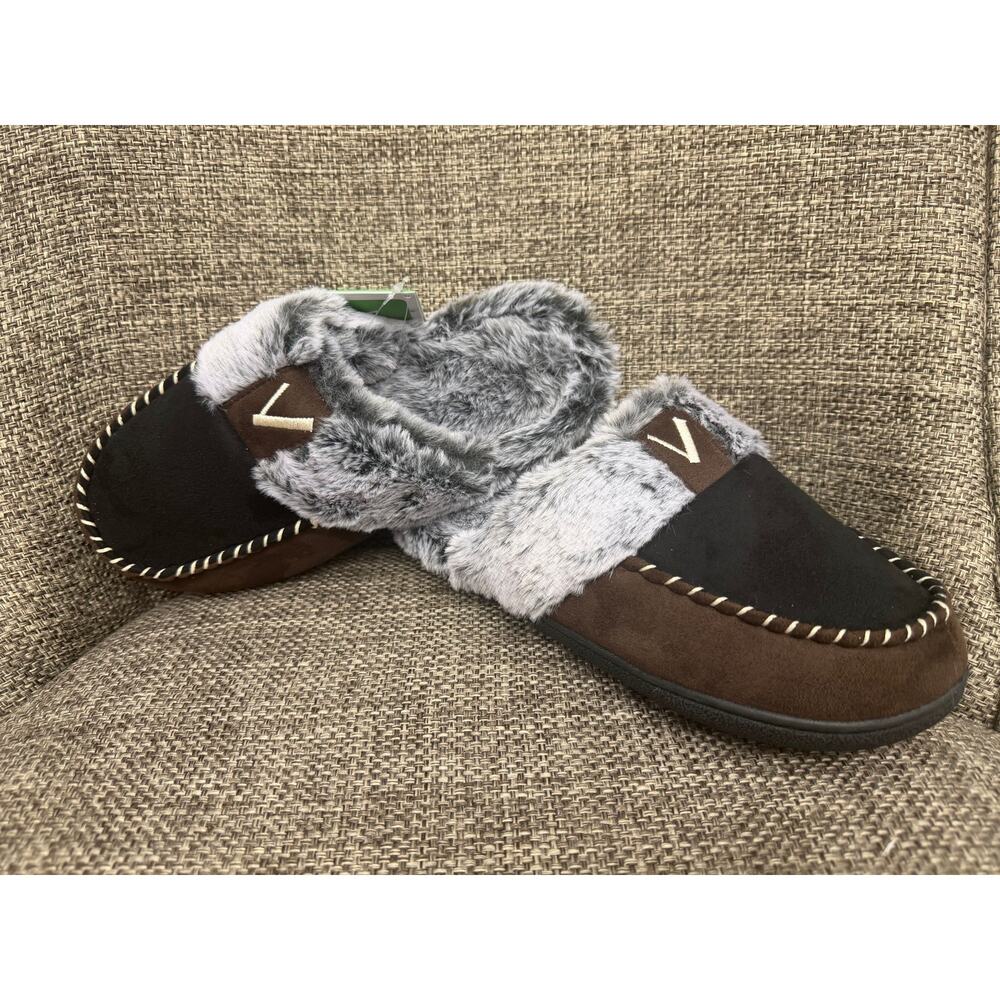 VONMAY Faux Fur House Slippers Women’s Medium 7/8 Gray Brown NWT